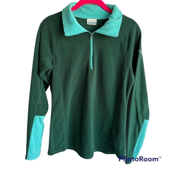 COLUMBIA Green and‎ Aqua Glacial IV Ladies Half Zip Casual Fleece, S - Picture 1 of 6